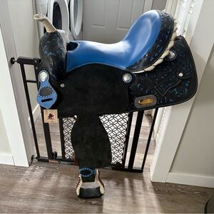 Blue and Black Western Saddle